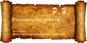 Pozsegovits Henrik névjegykártya